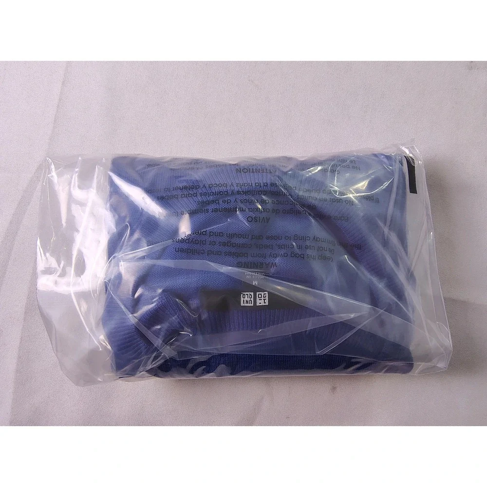 Uniqlo 100% Wool Fine Knit Crewneck Sweater Royal Blue Mens Pullover Classic M